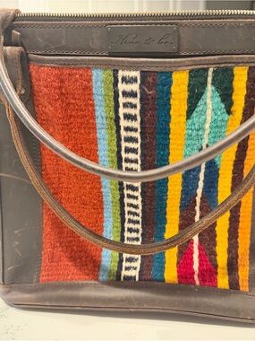 Nena & Co. Multicolor Striped Wool-Panel Leather Shoulder Bag